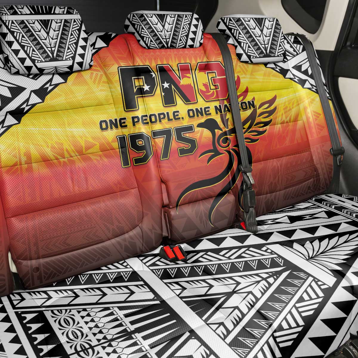 Papua New Guinea 50th Independence Day Back Car Seat Cover One People One Nation One PNG LT05 - Polynesian Pride