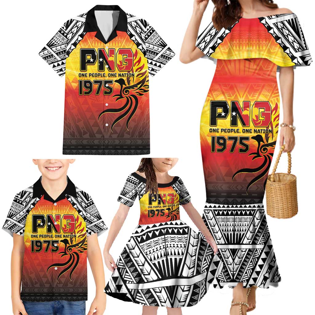 Papua New Guinea 50th Independence Day Family Matching Mermaid Dress and Hawaiian Shirt One People One Nation One PNG LT05 - Polynesian Pride