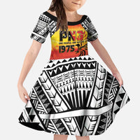 Papua New Guinea 50th Independence Day Family Matching Off The Shoulder Long Sleeve Dress and Hawaiian Shirt One People One Nation One PNG LT05 Daughter's Dress Yellow - Polynesian Pride