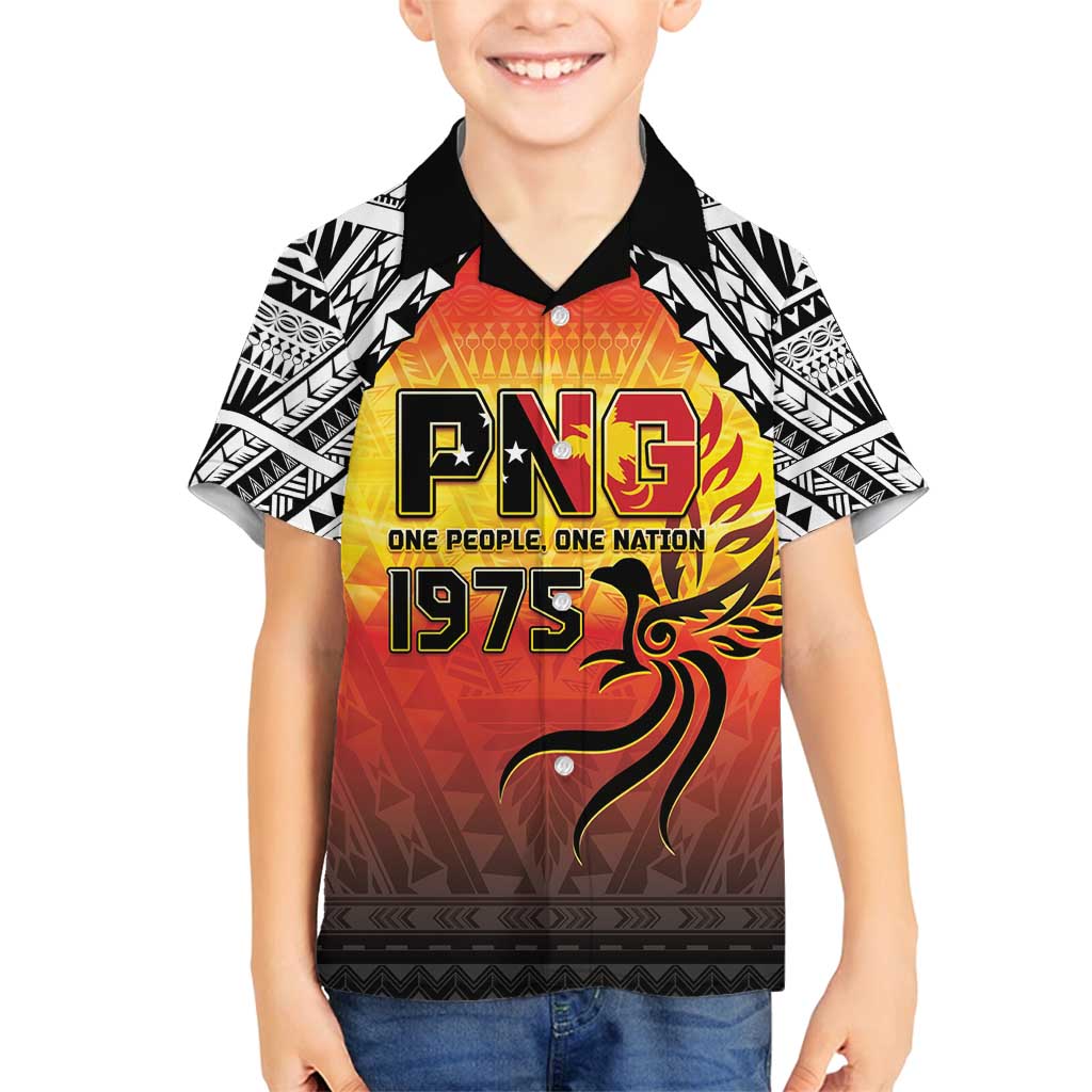 Papua New Guinea 50th Independence Day Family Matching Off Shoulder Maxi Dress and Hawaiian Shirt One People One Nation One PNG LT05 Son's Shirt Yellow - Polynesian Pride