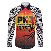 Papua New Guinea 50th Independence Day Family Matching Off Shoulder Short Dress and Hawaiian Shirt One People One Nation One PNG LT05 Dad's Shirt - Long Sleeve Yellow - Polynesian Pride