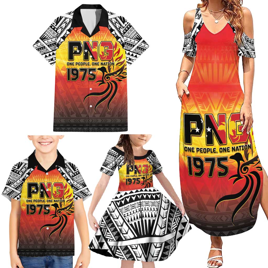 Papua New Guinea 50th Independence Day Family Matching Summer Maxi Dress and Hawaiian Shirt One People One Nation One PNG LT05 - Polynesian Pride