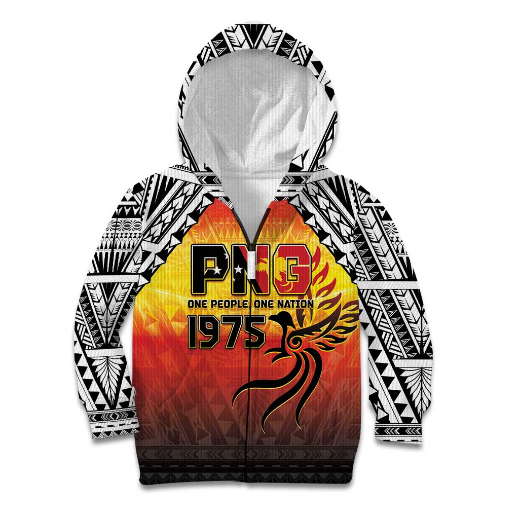 Papua New Guinea 50th Independence Day Kid Hoodie One People One Nation One PNG LT05 Zip Hoodie Yellow - Polynesian Pride