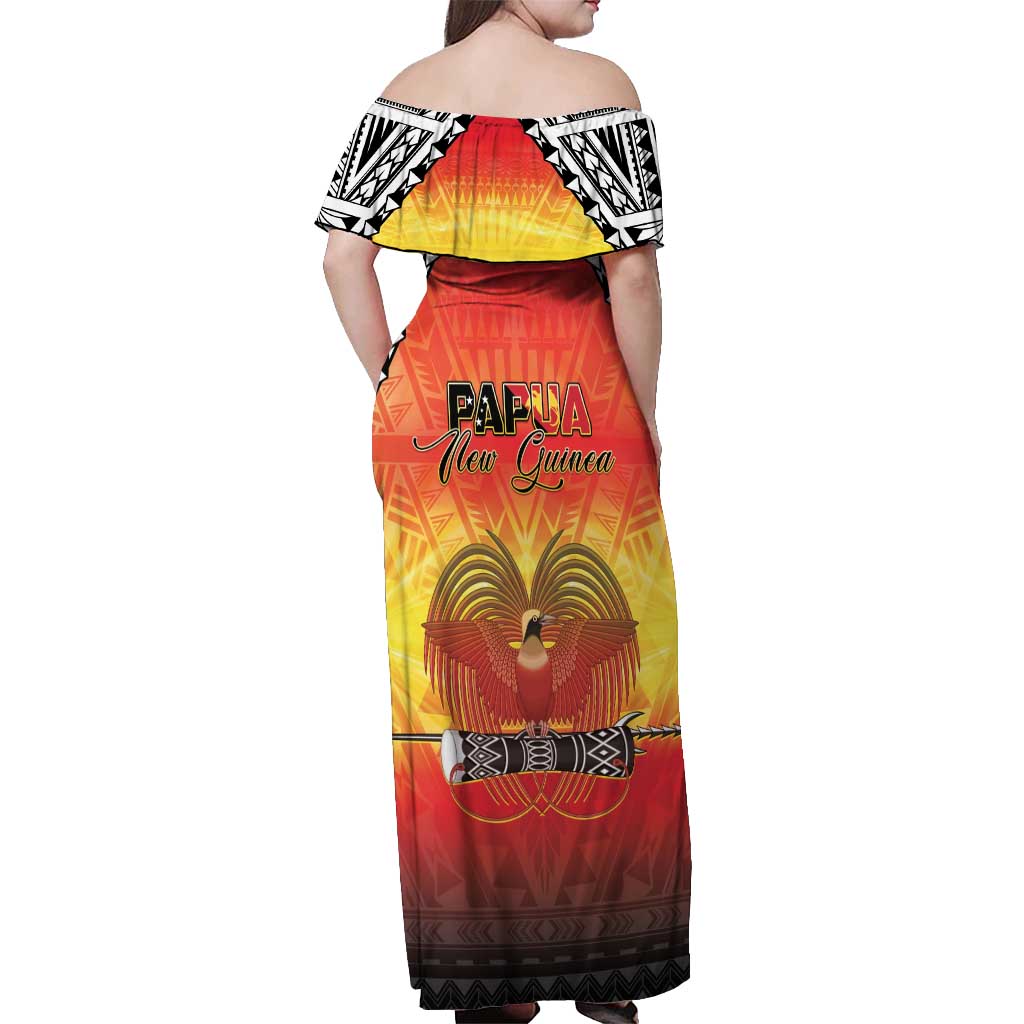Papua New Guinea 50th Independence Day Off Shoulder Maxi Dress One People One Nation One PNG LT05 - Polynesian Pride