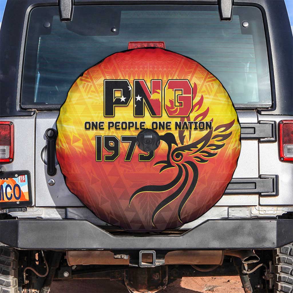 Papua New Guinea 50th Independence Day Spare Tire Cover One People One Nation One PNG LT05 Yellow - Polynesian Pride