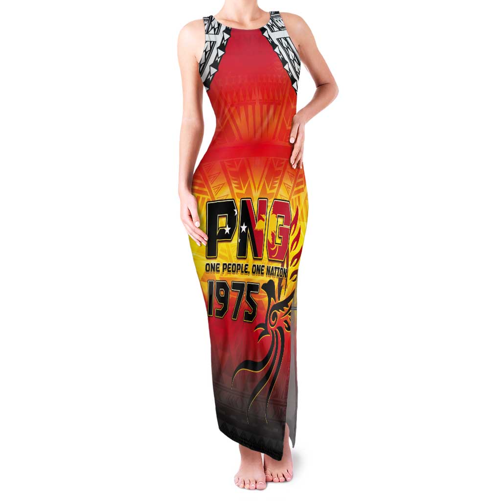 Papua New Guinea 50th Independence Day Tank Maxi Dress One People One Nation One PNG LT05 Women Yellow - Polynesian Pride