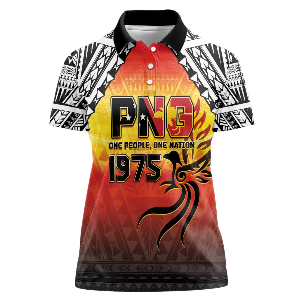 Papua New Guinea 50th Independence Day Women Polo Shirt One People One Nation One PNG LT05 Female Yellow - Polynesian Pride