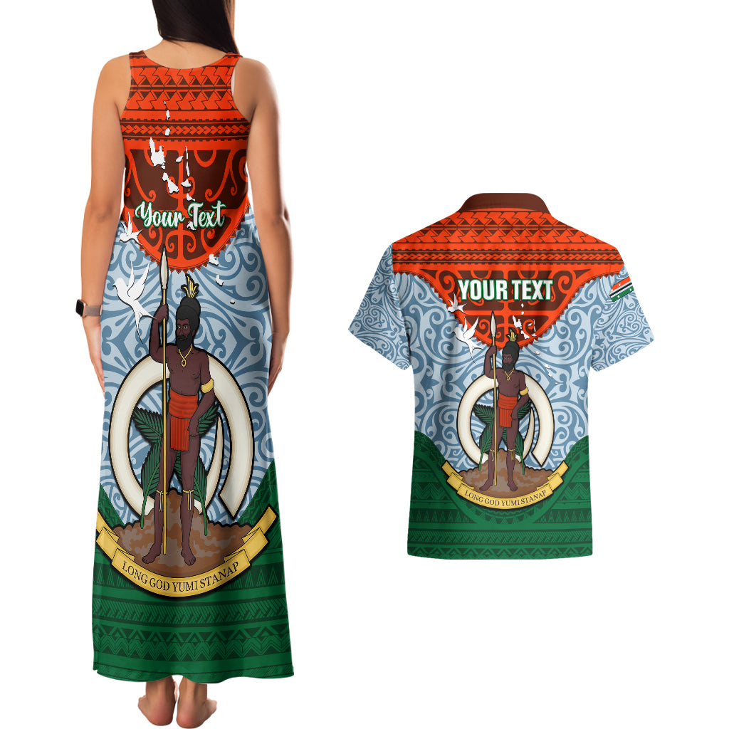 Personalized Vanuatu Penama Province Couples Matching Tank Maxi Dress and Hawaiian Shirt Vanuatuan Coat Of Arms Polynesian Pattern LT05 - Polynesian Pride