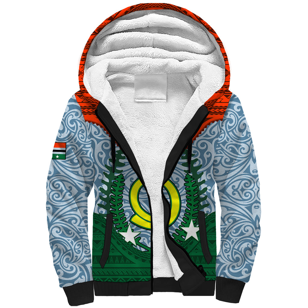 Personalized Vanuatu Penama Province Sherpa Hoodie Vanuatuan Coat Of Arms Polynesian Pattern LT05 Unisex Green - Polynesian Pride