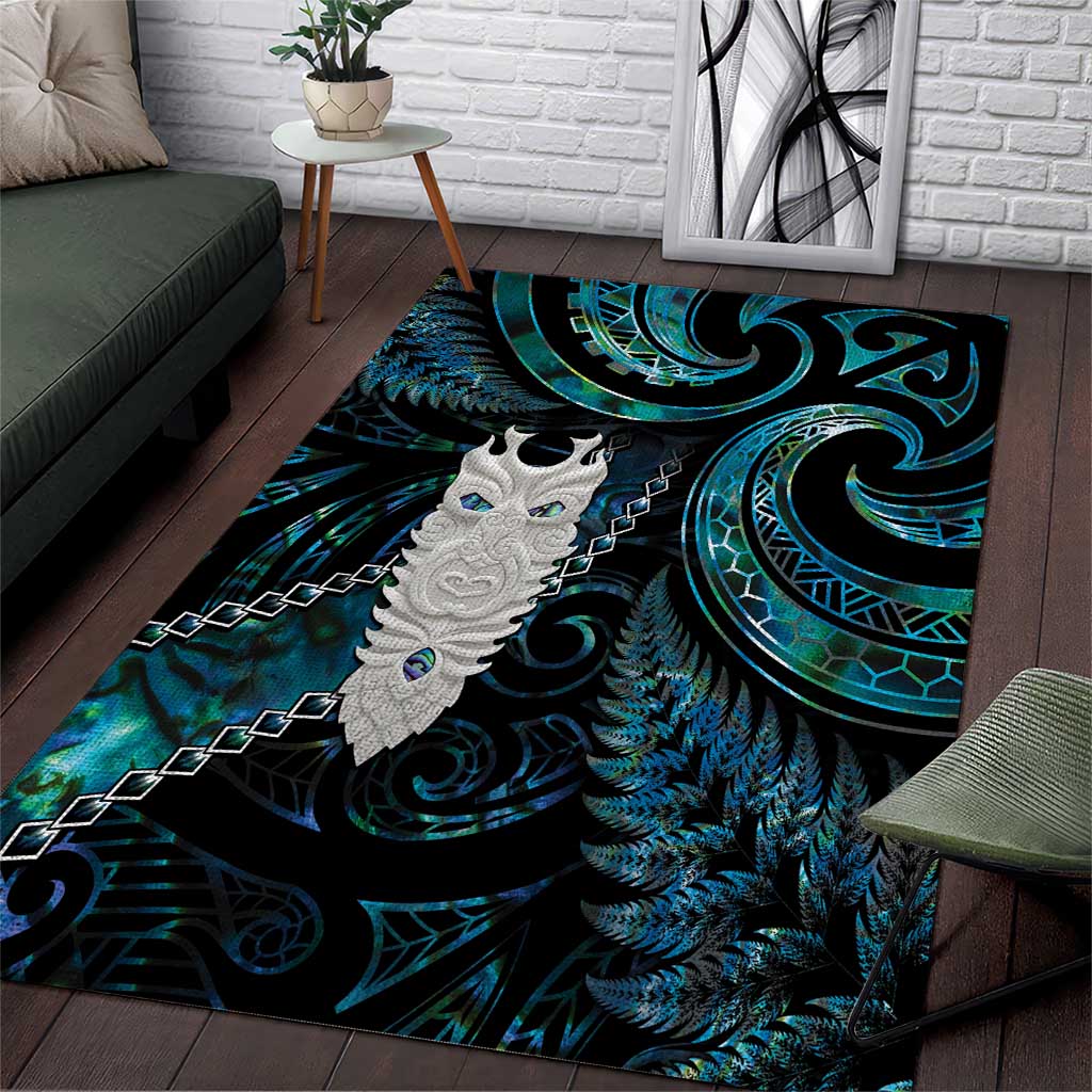 New Zealand Aotearoa Area Rug Maori Tane Te Waiora Paua Shell Glitter Turquoise LT05 Turquoise - Polynesian Pride
