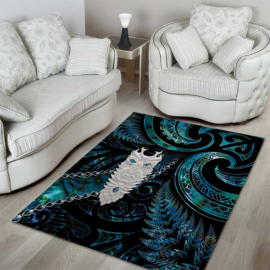 New Zealand Aotearoa Area Rug Maori Tane Te Waiora Paua Shell Glitter Turquoise LT05 - Polynesian Pride