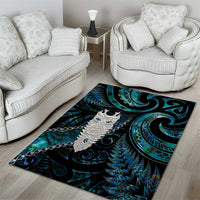 New Zealand Aotearoa Area Rug Maori Tane Te Waiora Paua Shell Glitter Turquoise LT05 - Polynesian Pride