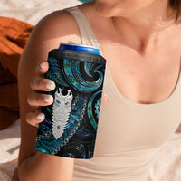 New Zealand Aotearoa 4 in 1 Can Cooler Tumbler Maori Tane Te Waiora Paua Shell Glitter Turquoise LT05 - Polynesian Pride