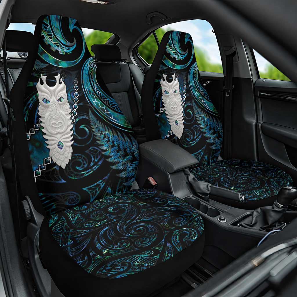 New Zealand Aotearoa Car Seat Cover Maori Tane Te Waiora Paua Shell Glitter Turquoise LT05 One Size Turquoise - Polynesian Pride