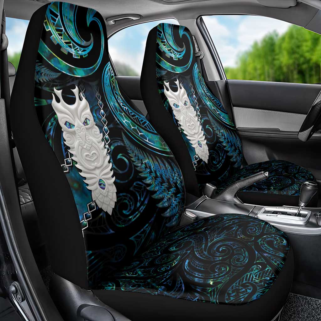 New Zealand Aotearoa Car Seat Cover Maori Tane Te Waiora Paua Shell Glitter Turquoise LT05 - Polynesian Pride