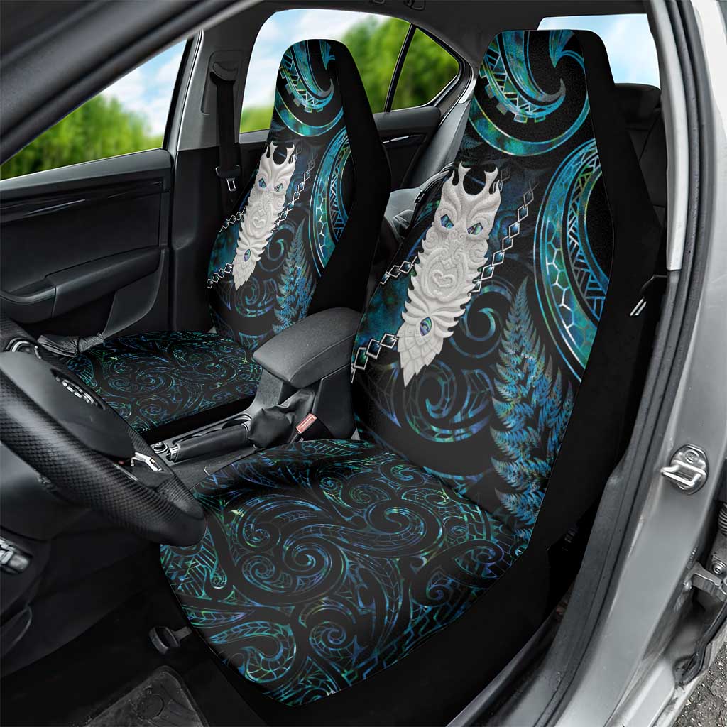 New Zealand Aotearoa Car Seat Cover Maori Tane Te Waiora Paua Shell Glitter Turquoise LT05 - Polynesian Pride