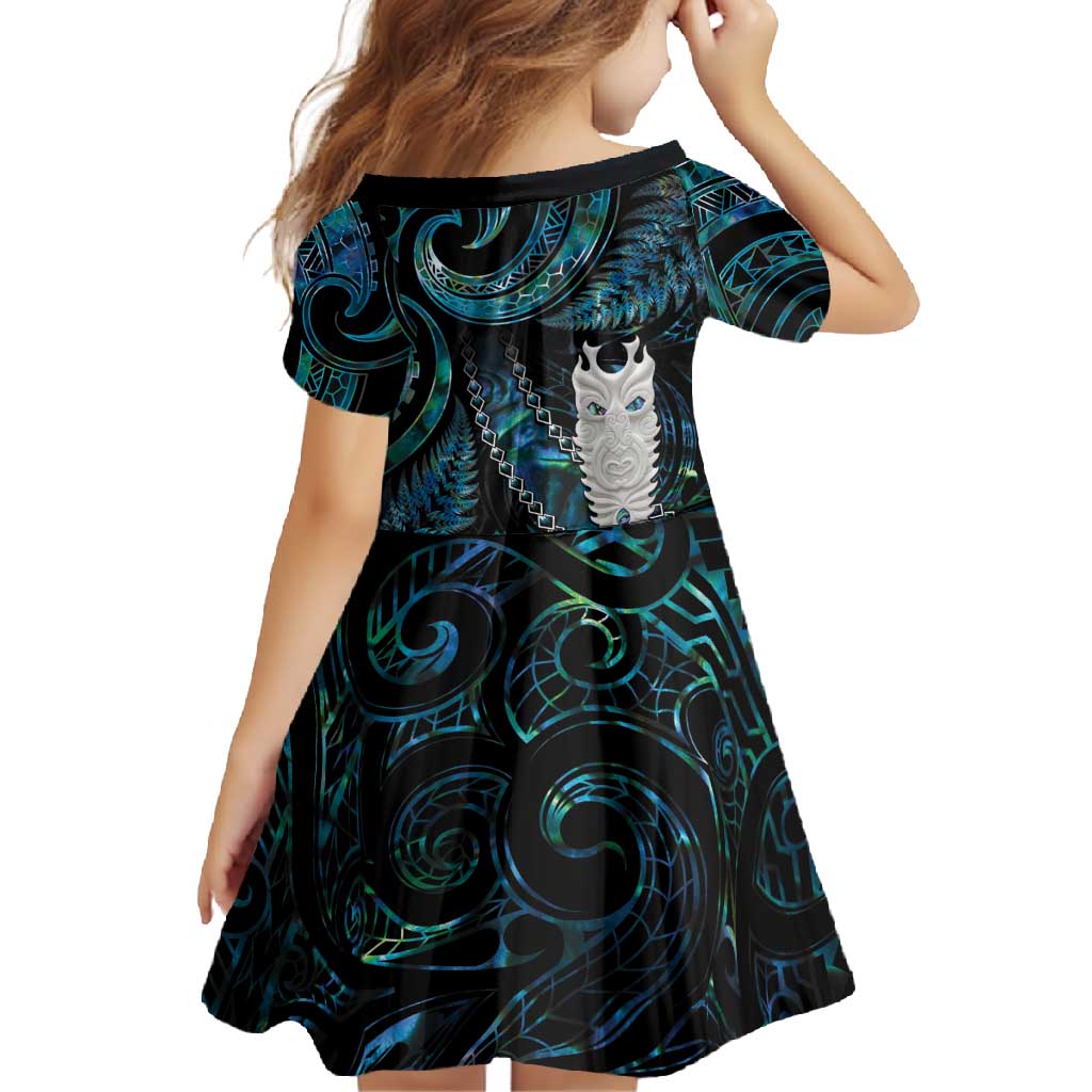New Zealand Aotearoa Family Matching Off Shoulder Maxi Dress and Hawaiian Shirt Maori Tane Te Waiora Paua Shell Glitter Turquoise LT05 - Polynesian Pride