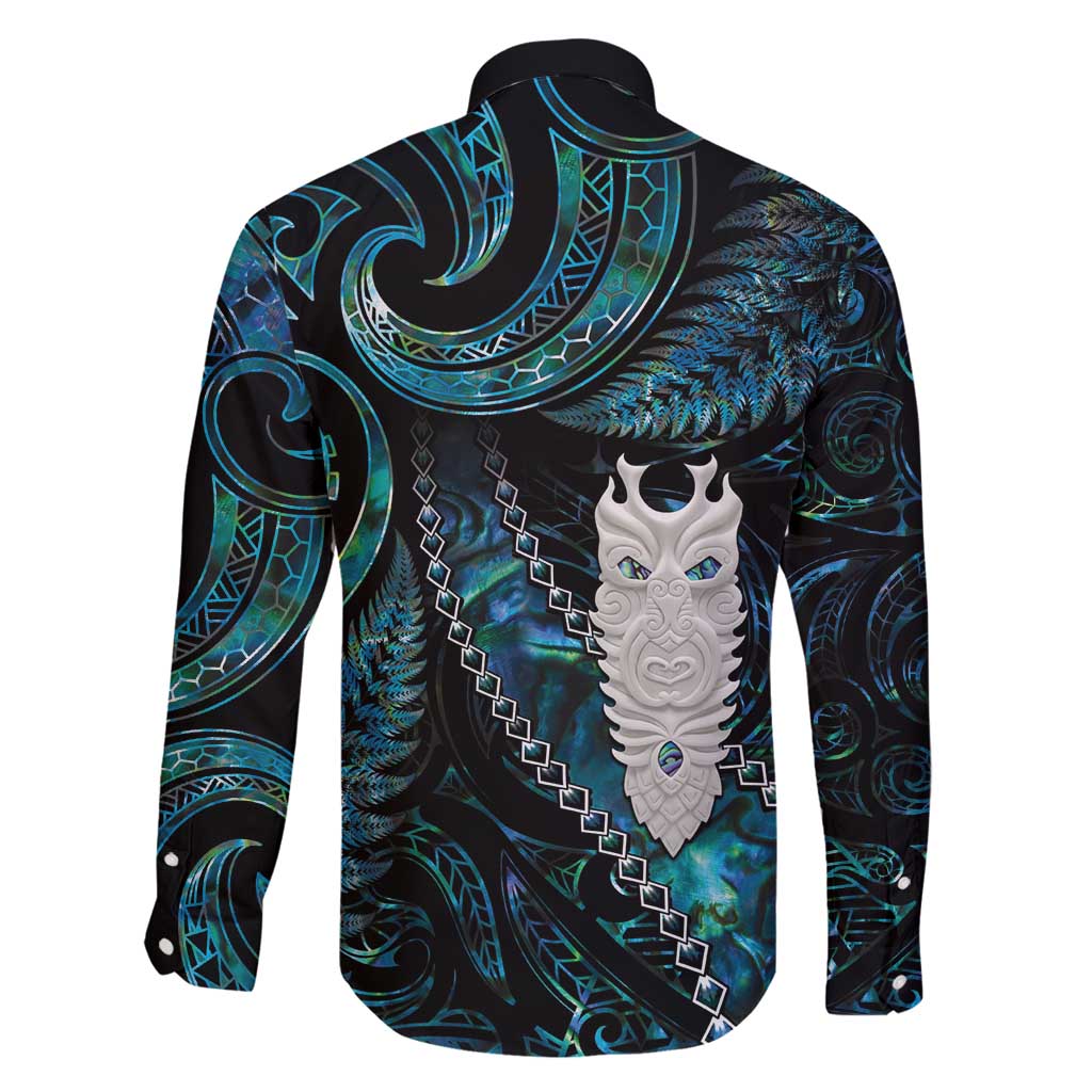 New Zealand Aotearoa Family Matching Off Shoulder Maxi Dress and Hawaiian Shirt Maori Tane Te Waiora Paua Shell Glitter Turquoise LT05 - Polynesian Pride