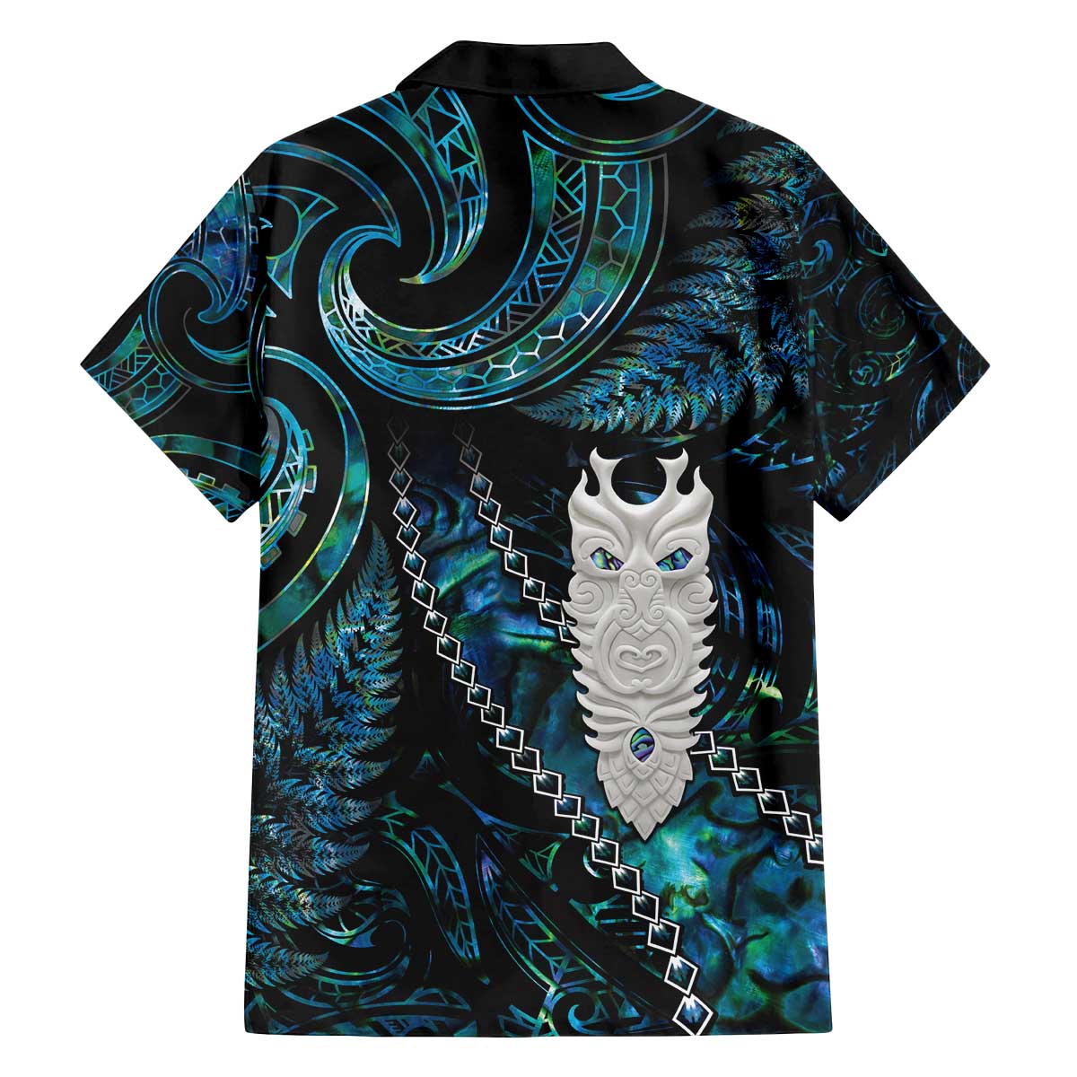 New Zealand Aotearoa Family Matching Off Shoulder Short Dress and Hawaiian Shirt Maori Tane Te Waiora Paua Shell Glitter Turquoise LT05 - Polynesian Pride