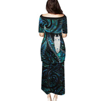 New Zealand Aotearoa Family Matching Puletasi and Hawaiian Shirt Maori Tane Te Waiora Paua Shell Glitter Turquoise LT05 - Polynesian Pride