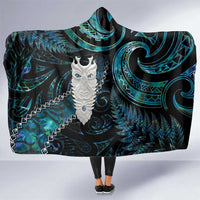 New Zealand Aotearoa Hooded Blanket Maori Tane Te Waiora Paua Shell Glitter Turquoise LT05 One Size Turquoise - Polynesian Pride