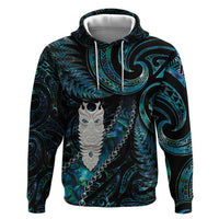 New Zealand Aotearoa Hoodie Maori Tane Te Waiora Paua Shell Glitter Turquoise LT05 Pullover Hoodie Turquoise - Polynesian Pride