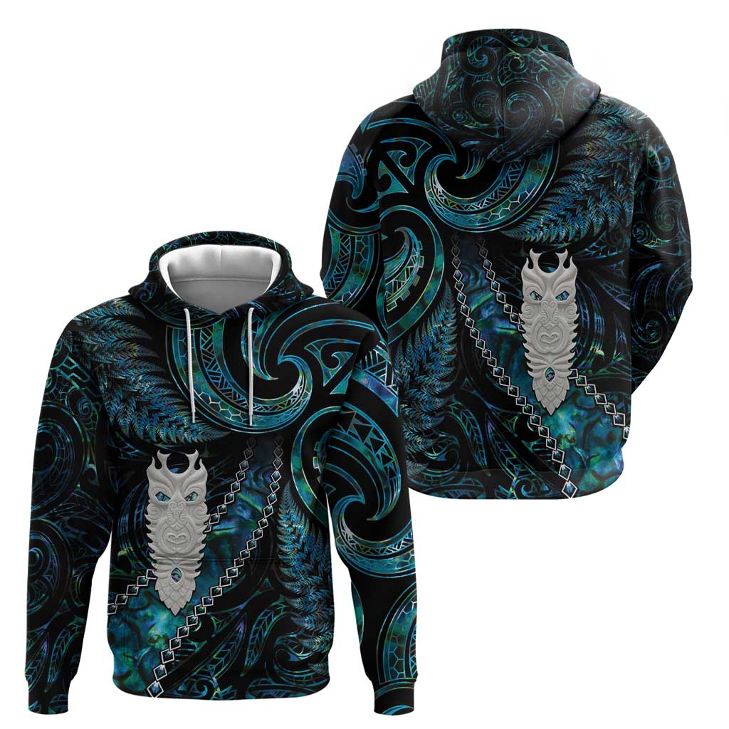 New Zealand Aotearoa Hoodie Maori Tane Te Waiora Paua Shell Glitter Turquoise LT05 - Polynesian Pride
