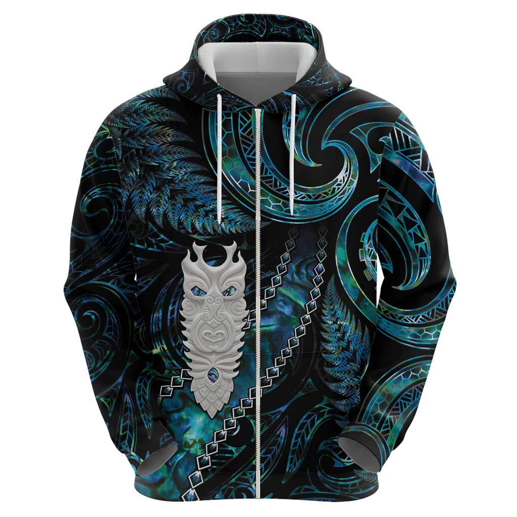 New Zealand Aotearoa Hoodie Maori Tane Te Waiora Paua Shell Glitter Turquoise LT05 - Polynesian Pride