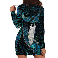 New Zealand Aotearoa Hoodie Dress Maori Tane Te Waiora Paua Shell Glitter Turquoise LT05 - Polynesian Pride