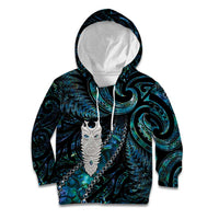 New Zealand Aotearoa Kid Hoodie Maori Tane Te Waiora Paua Shell Glitter Turquoise LT05 Hoodie Turquoise - Polynesian Pride
