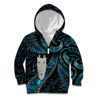 New Zealand Aotearoa Kid Hoodie Maori Tane Te Waiora Paua Shell Glitter Turquoise LT05 Zip Hoodie Turquoise - Polynesian Pride