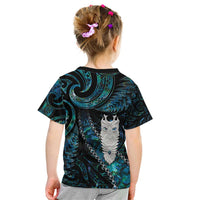 New Zealand Aotearoa Kid T Shirt Maori Tane Te Waiora Paua Shell Glitter Turquoise LT05 - Polynesian Pride