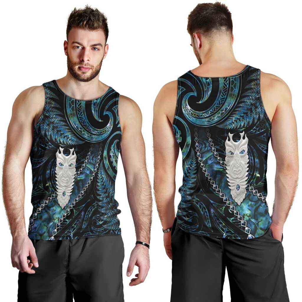 New Zealand Aotearoa Men Tank Top Maori Tane Te Waiora Paua Shell Glitter Turquoise LT05 - Polynesian Pride