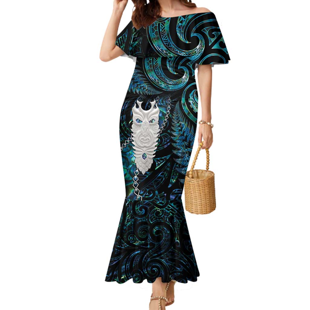 New Zealand Aotearoa Mermaid Dress Maori Tane Te Waiora Paua Shell Glitter Turquoise LT05 Women Turquoise - Polynesian Pride