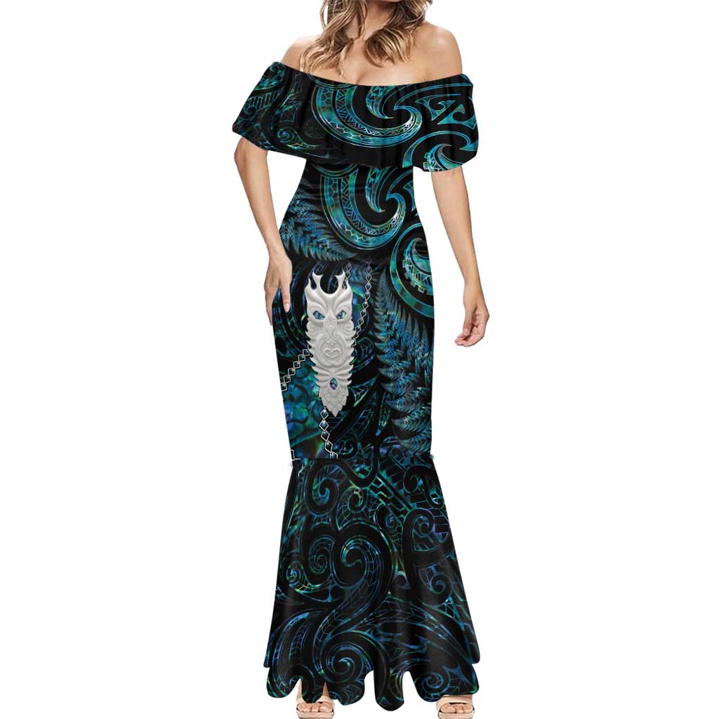 New Zealand Aotearoa Mermaid Dress Maori Tane Te Waiora Paua Shell Glitter Turquoise LT05 - Polynesian Pride