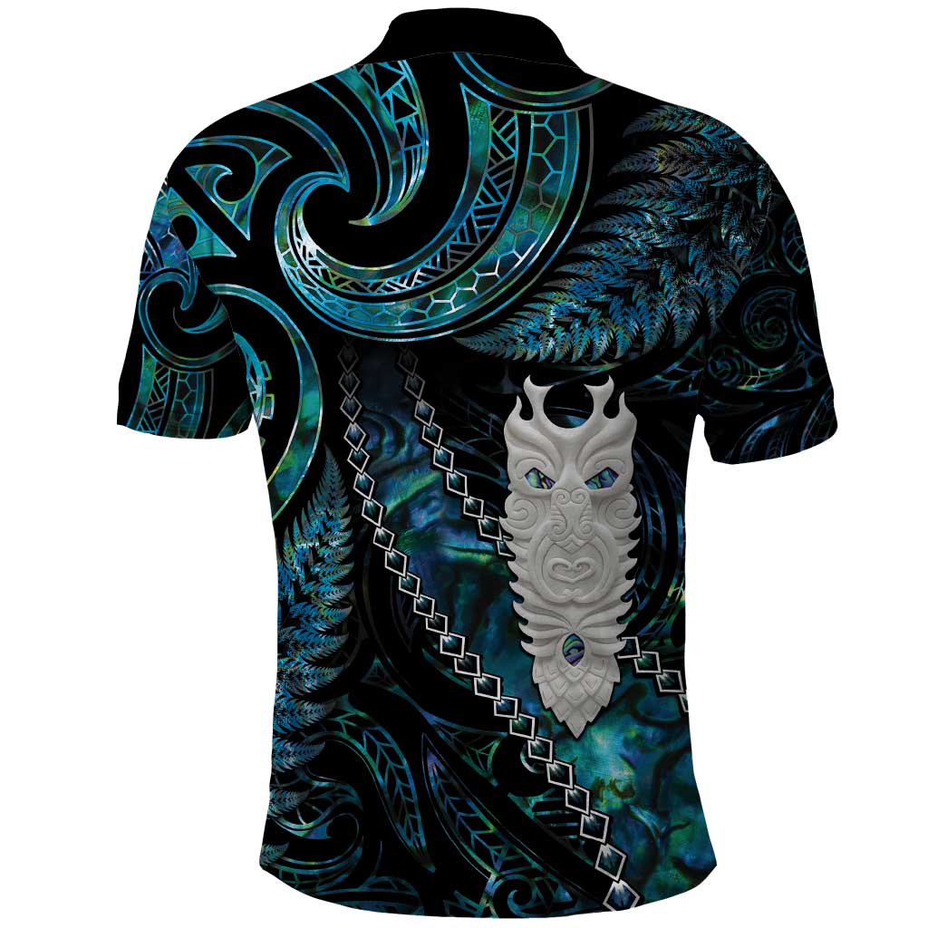 New Zealand Aotearoa Polo Shirt Maori Tane Te Waiora Paua Shell Glitter Turquoise LT05 - Polynesian Pride