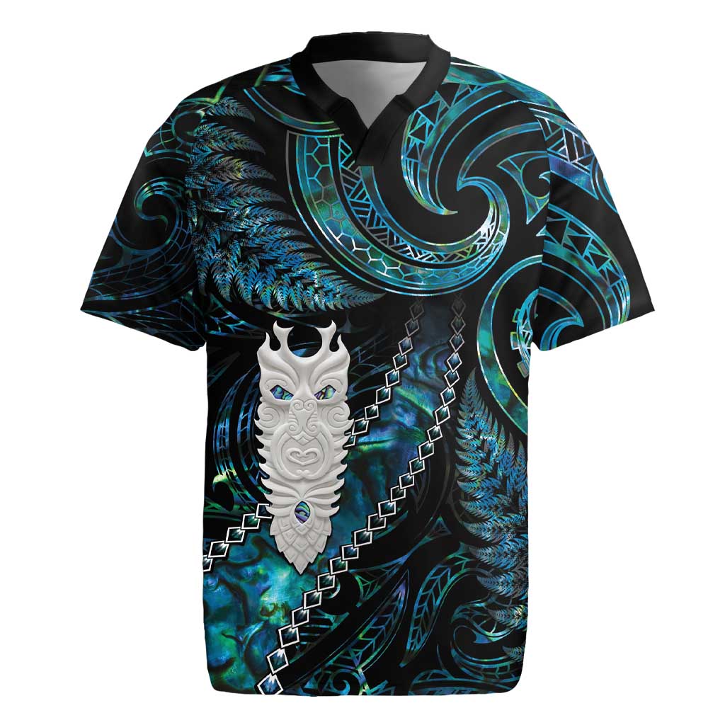New Zealand Aotearoa Rugby Jersey Maori Tane Te Waiora Paua Shell Glitter Turquoise LT05 Turquoise - Polynesian Pride