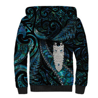 New Zealand Aotearoa Sherpa Hoodie Maori Tane Te Waiora Paua Shell Glitter Turquoise LT05 - Polynesian Pride