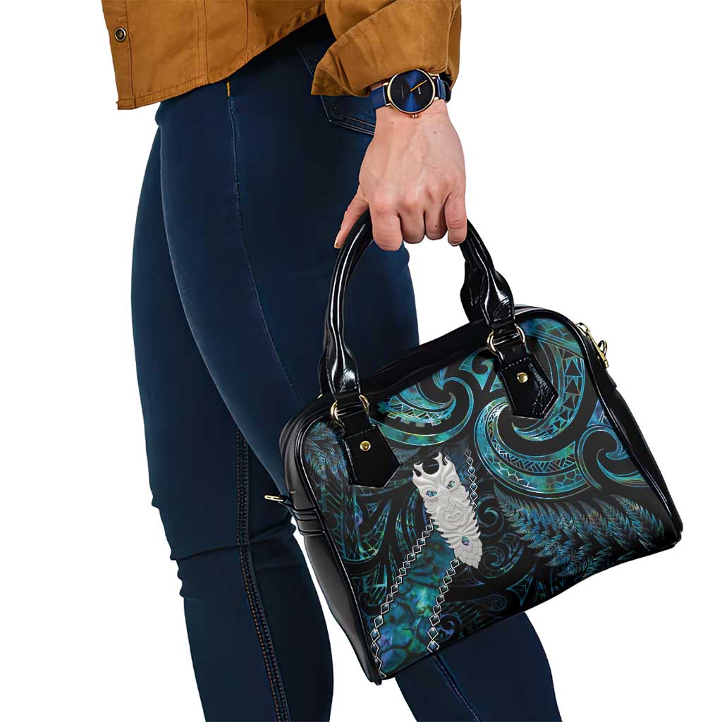 New Zealand Aotearoa Shoulder Handbag Maori Tane Te Waiora Paua Shell Glitter Turquoise