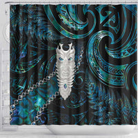New Zealand Aotearoa Shower Curtain Maori Tane Te Waiora Paua Shell Glitter Turquoise LT05 - Polynesian Pride