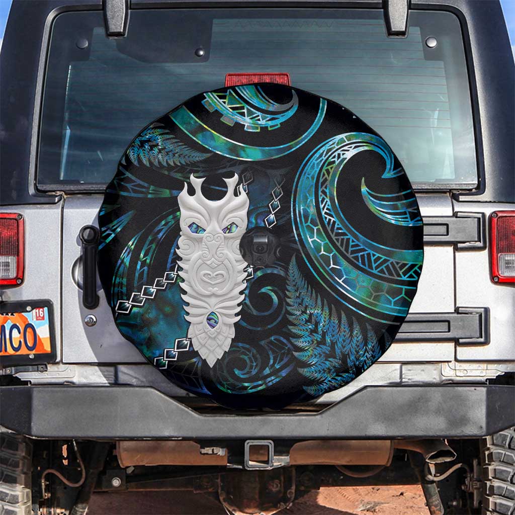 New Zealand Aotearoa Spare Tire Cover Maori Tane Te Waiora Paua Shell Glitter Turquoise LT05 Turquoise - Polynesian Pride