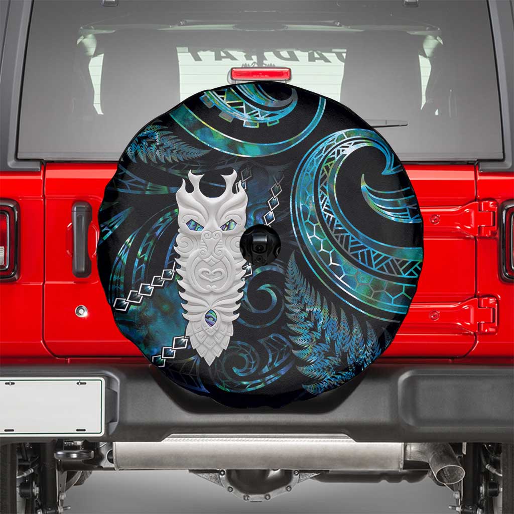 New Zealand Aotearoa Spare Tire Cover Maori Tane Te Waiora Paua Shell Glitter Turquoise LT05 - Polynesian Pride