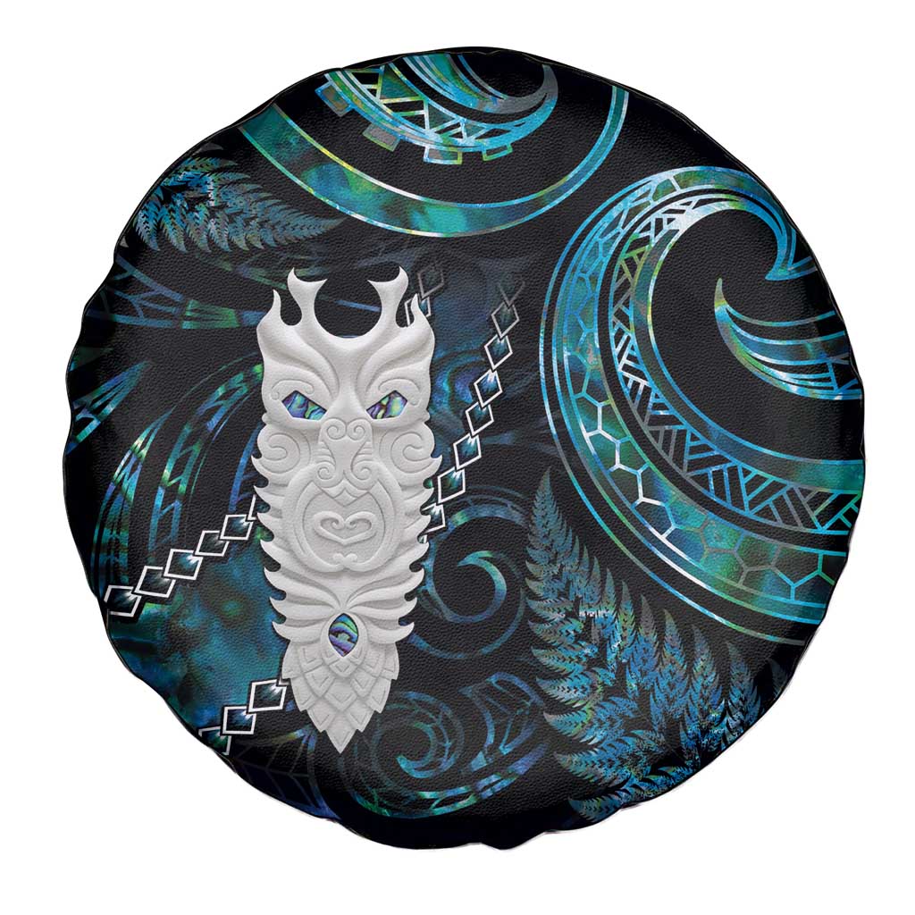 New Zealand Aotearoa Spare Tire Cover Maori Tane Te Waiora Paua Shell Glitter Turquoise LT05 - Polynesian Pride