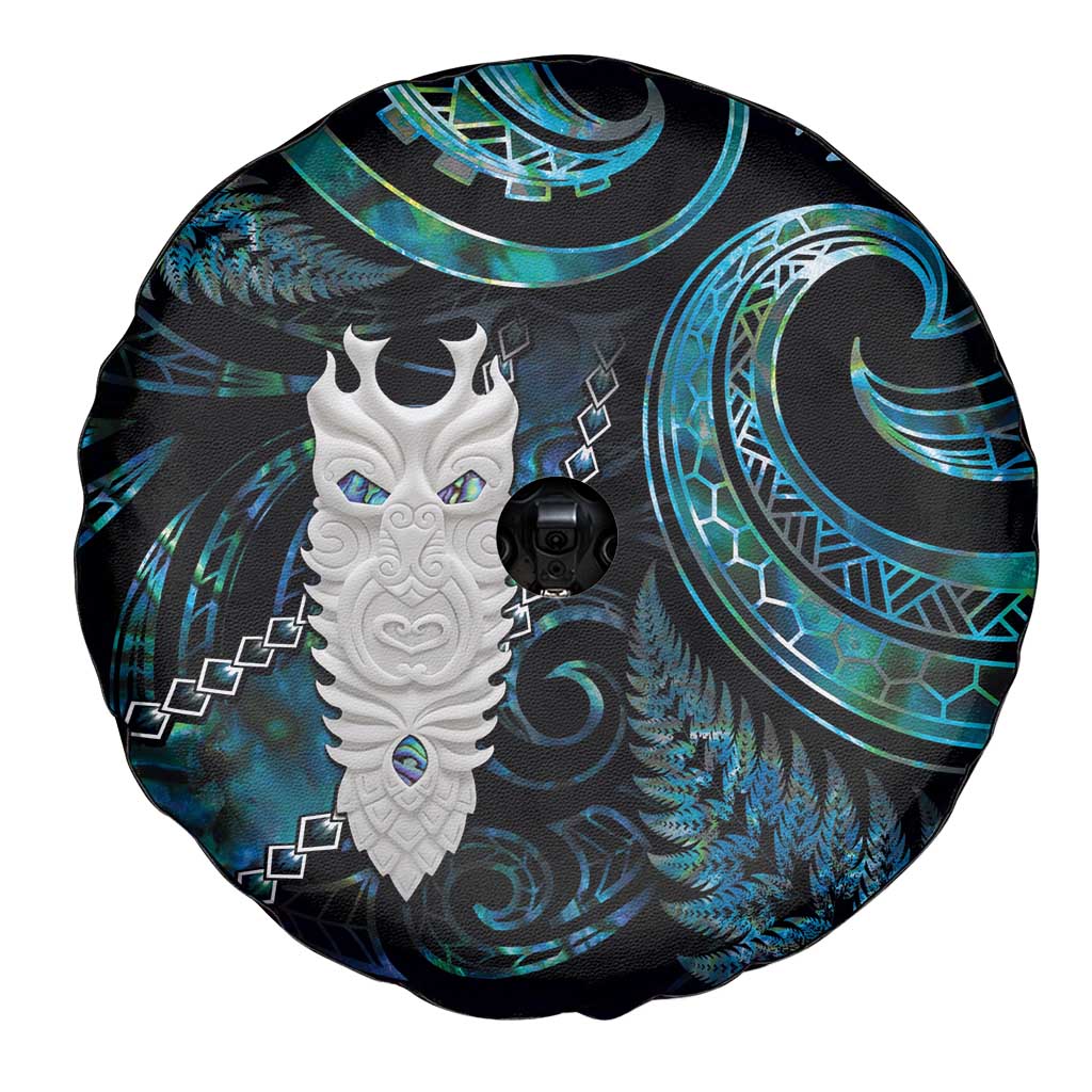 New Zealand Aotearoa Spare Tire Cover Maori Tane Te Waiora Paua Shell Glitter Turquoise LT05 - Polynesian Pride