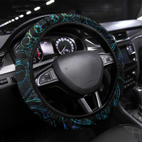New Zealand Aotearoa Steering Wheel Cover Maori Tane Te Waiora Paua Shell Glitter Turquoise LT05 Universal Fit Turquoise - Polynesian Pride