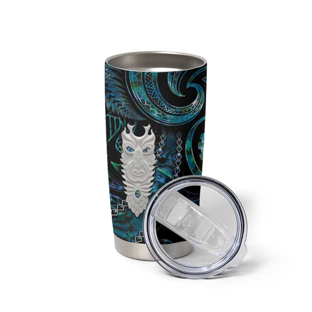 New Zealand Aotearoa Tumbler Cup Maori Tane Te Waiora Paua Shell Glitter Turquoise LT05 - Polynesian Pride