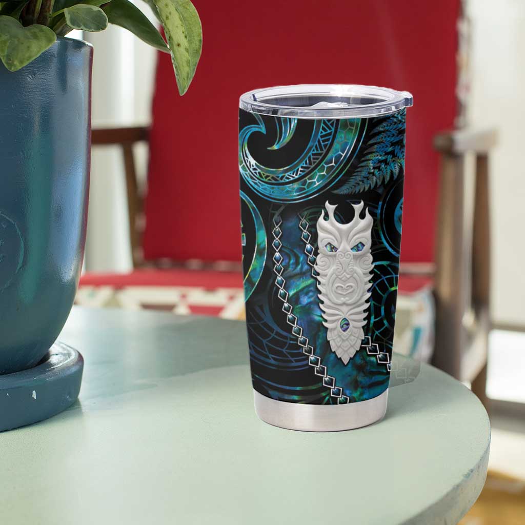 New Zealand Aotearoa Tumbler Cup Maori Tane Te Waiora Paua Shell Glitter Turquoise LT05 - Polynesian Pride