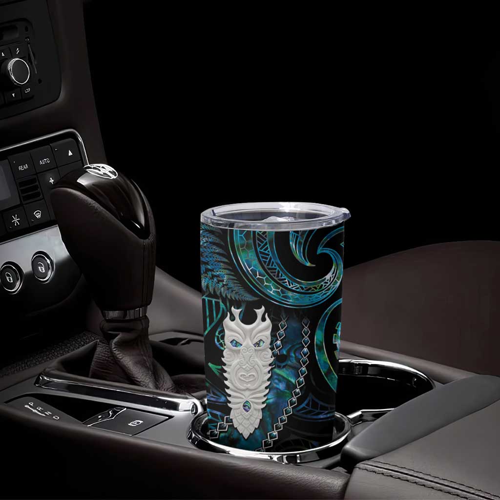 New Zealand Aotearoa Tumbler Cup Maori Tane Te Waiora Paua Shell Glitter Turquoise LT05 - Polynesian Pride
