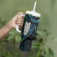 New Zealand Aotearoa Tumbler With Handle Maori Tane Te Waiora Paua Shell Glitter Turquoise LT05 - Polynesian Pride