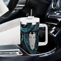 New Zealand Aotearoa Tumbler With Handle Maori Tane Te Waiora Paua Shell Glitter Turquoise LT05 - Polynesian Pride